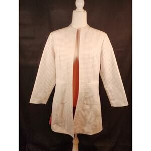 Grace Chuang New York Textured cotton blend collarless open front jacket